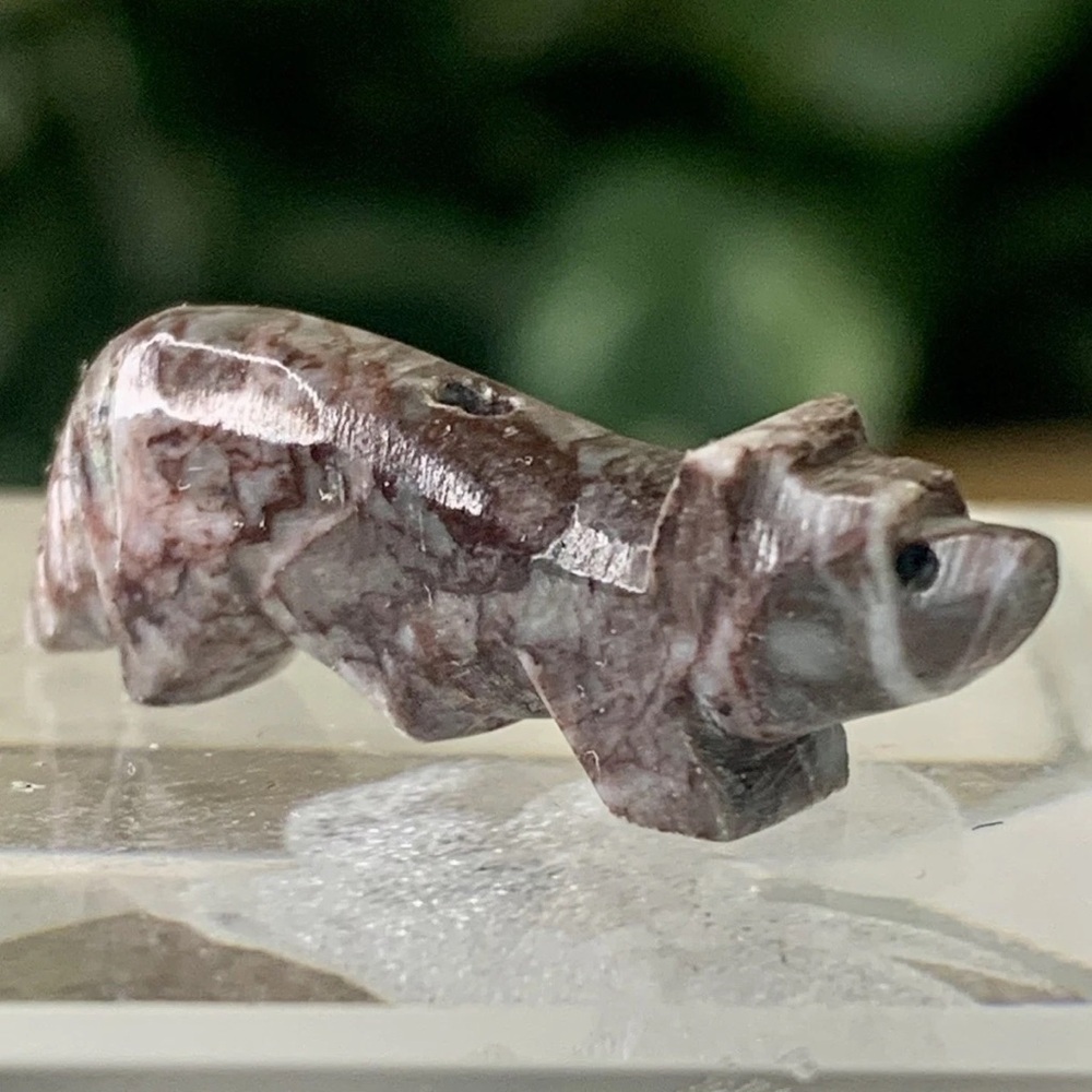 Vintage Native American Zuni Bear Fetish Bead Hand Carved Stone Spirit Animal 1"